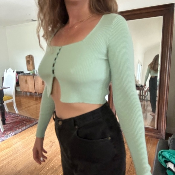 Zara 90s Crop Sweater Blouse - Picture 3 of 3